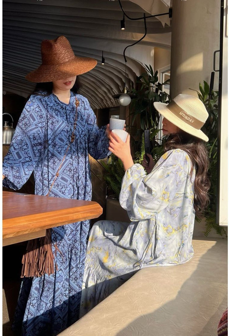 Breeze Cotton Long Dress _ Sweet & Relaxed Travel-ready Loose Fit Gown Flowy Dress
