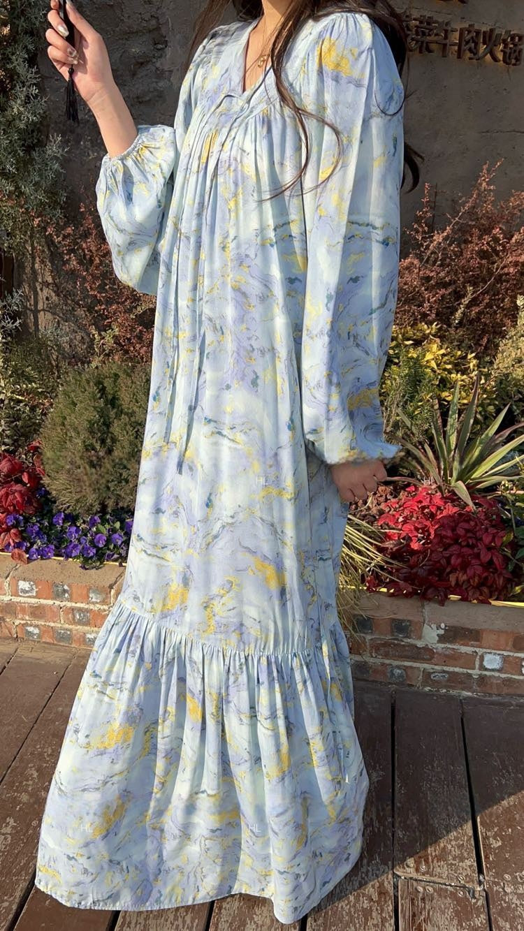 Breeze Cotton Long Dress _ Sweet & Relaxed Travel-ready Loose Fit Gown Flowy Dress