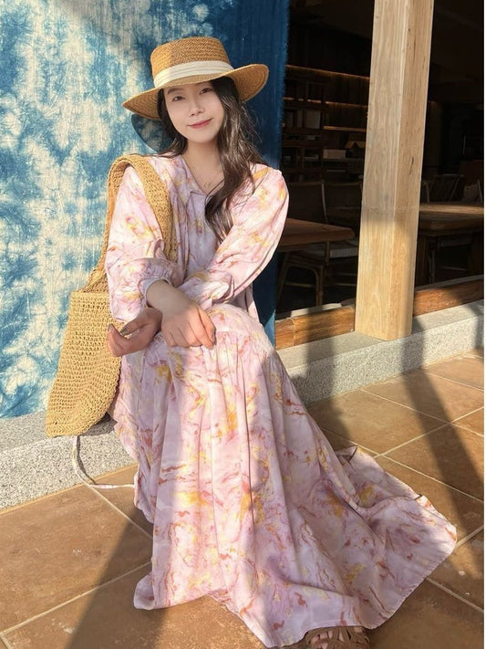 Breeze Cotton Long Dress _ Sweet & Relaxed Travel-ready Loose Fit Gown Flowy Dress