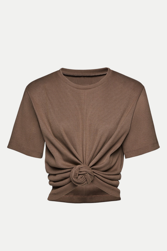Orlina Knotted T-shirt - Brown