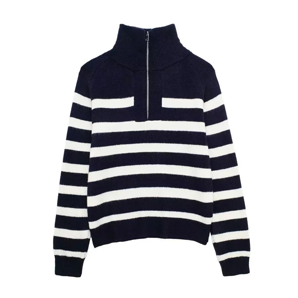 American Style Long Striped Knitted Sweater