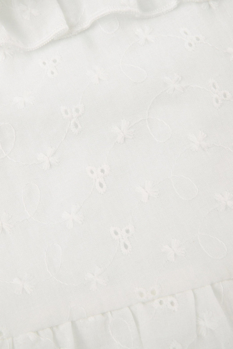 Eyelet Strap A-line Tiered Long Skirt