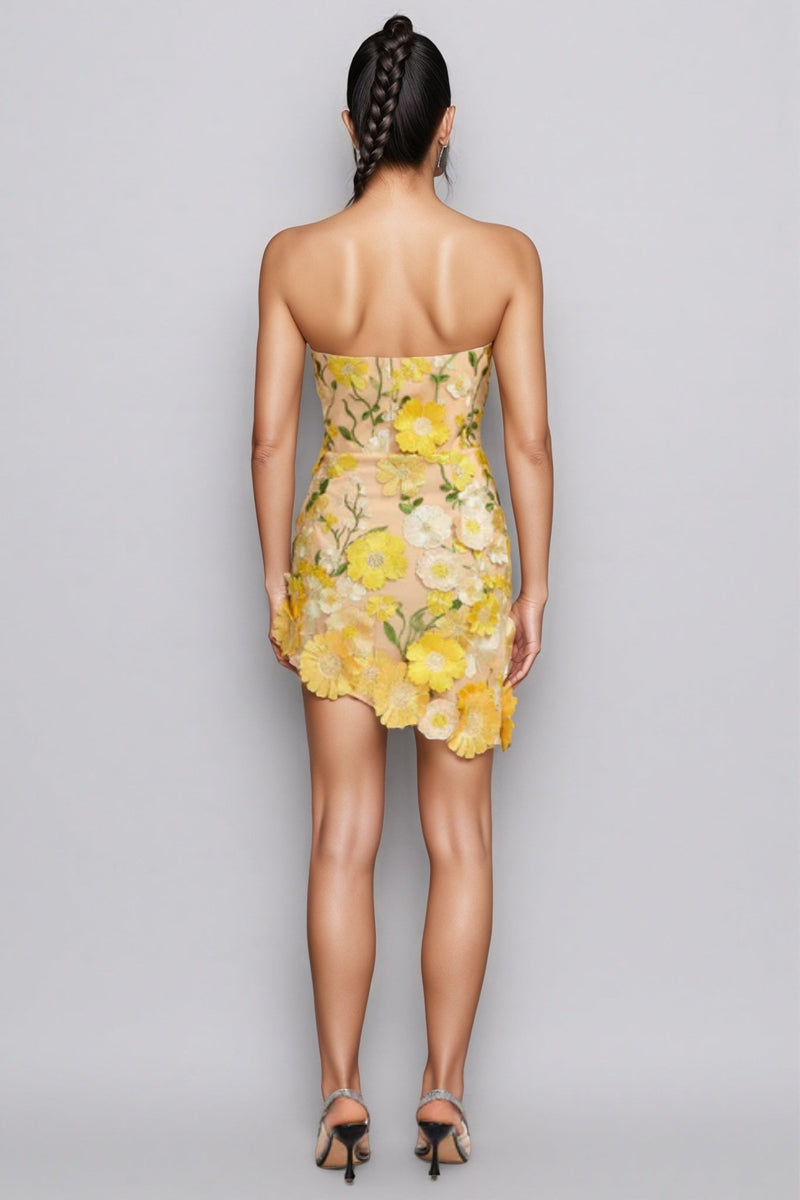 Tennyson Strapless 3d Mini Dress