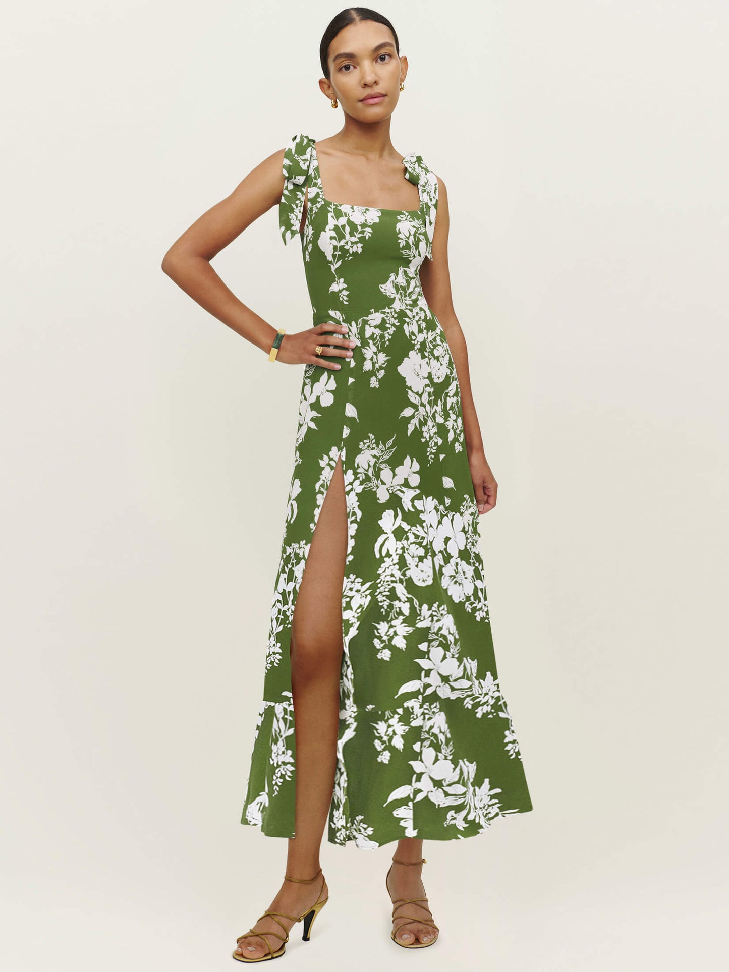 Budding Beauty Split Maxi Dress - Green