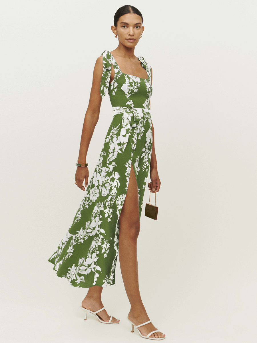 Budding Beauty Split Maxi Dress - Green