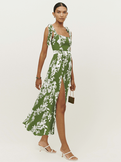 Budding Beauty Split Maxi Dress - Green