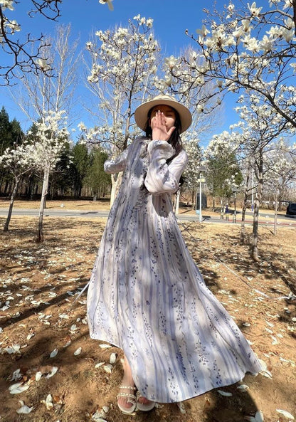 Fairy Mood Korean-inspired Cotton Long Dress _ Comfy Soft Girl Style Gown