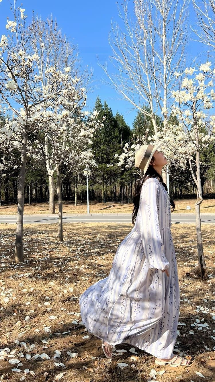Fairy Mood Korean-inspired Cotton Long Dress _ Comfy Soft Girl Style Gown