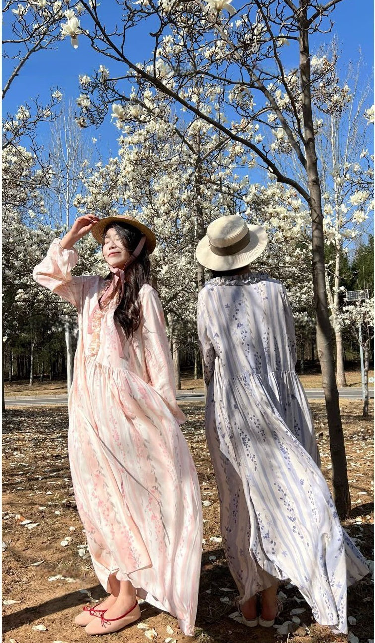 Fairy Mood Korean-inspired Cotton Long Dress _ Comfy Soft Girl Style Gown