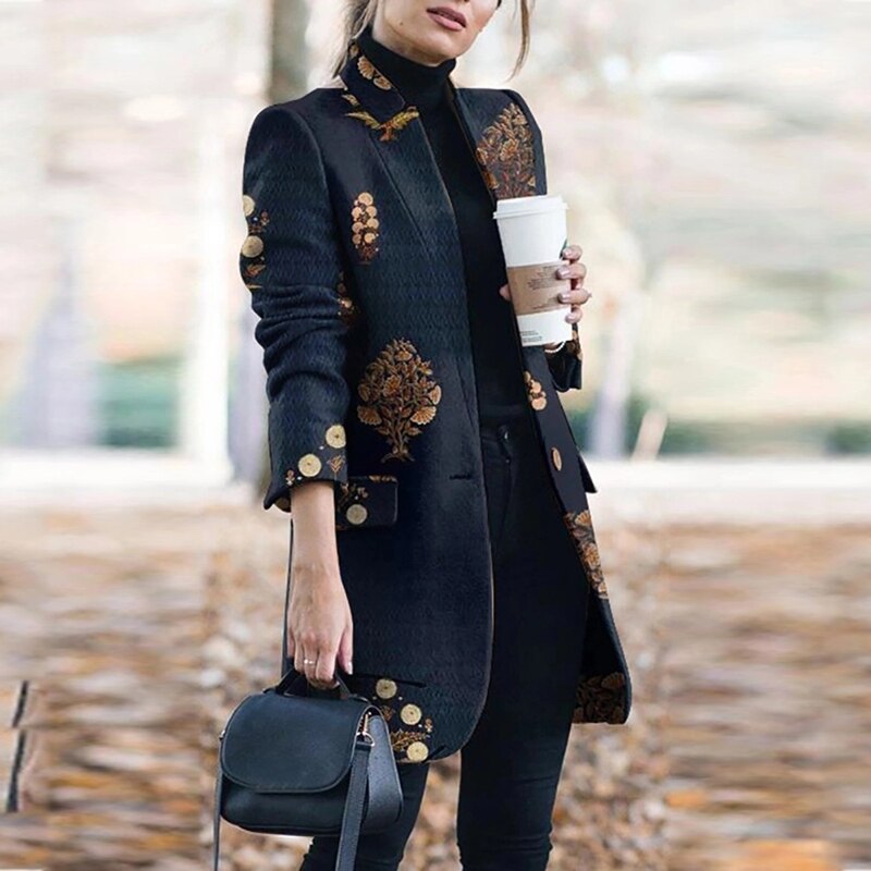 Dressbetty - Plaid Printing Long Thin Coat