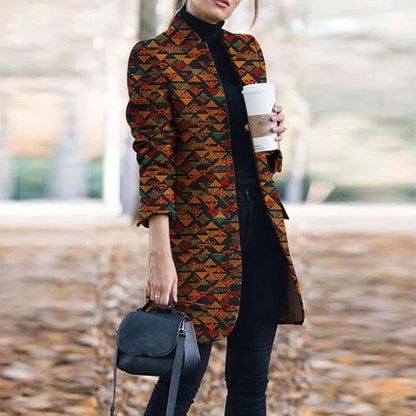 Dressbetty - Plaid Printing Long Thin Coat