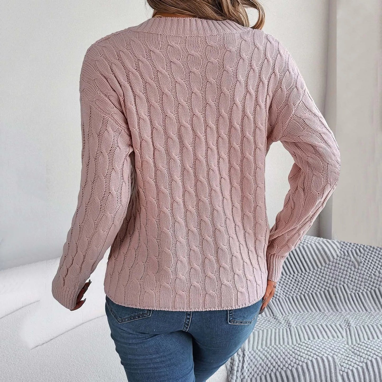 Long Autumn Winter V-neck Pullover Sweater