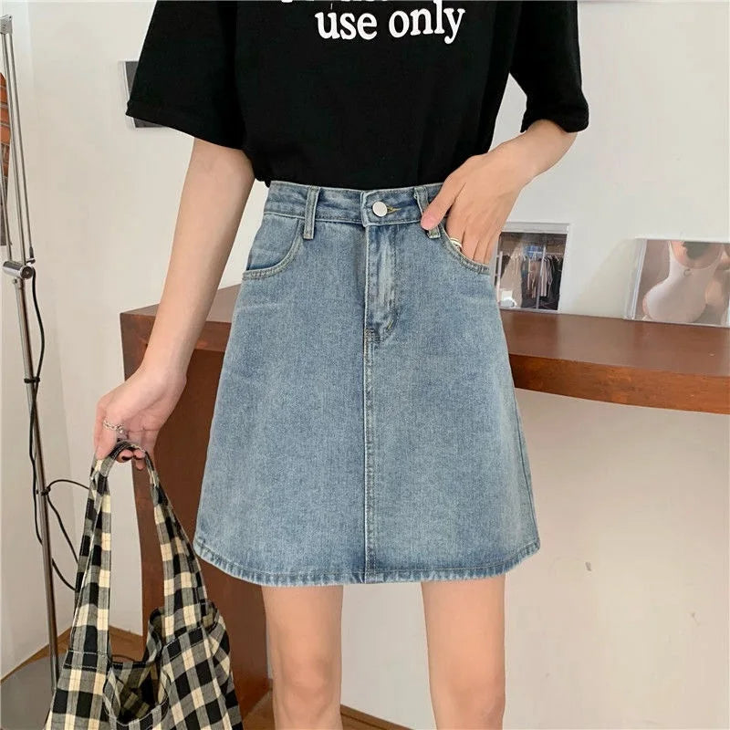 Denim High Waist Slim Retro Small Sheath Skirt