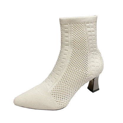 Fashionable Knitted Breathable Versatile Stretch Ankle Boot