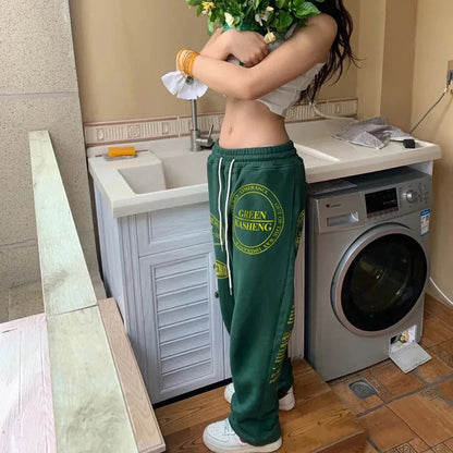 Korean Autumn Loose Wide Leg Sport Sweatpants