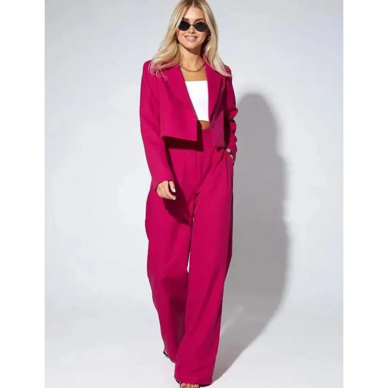 Spring Slim Wide Leg Pants Office Two Piece Set