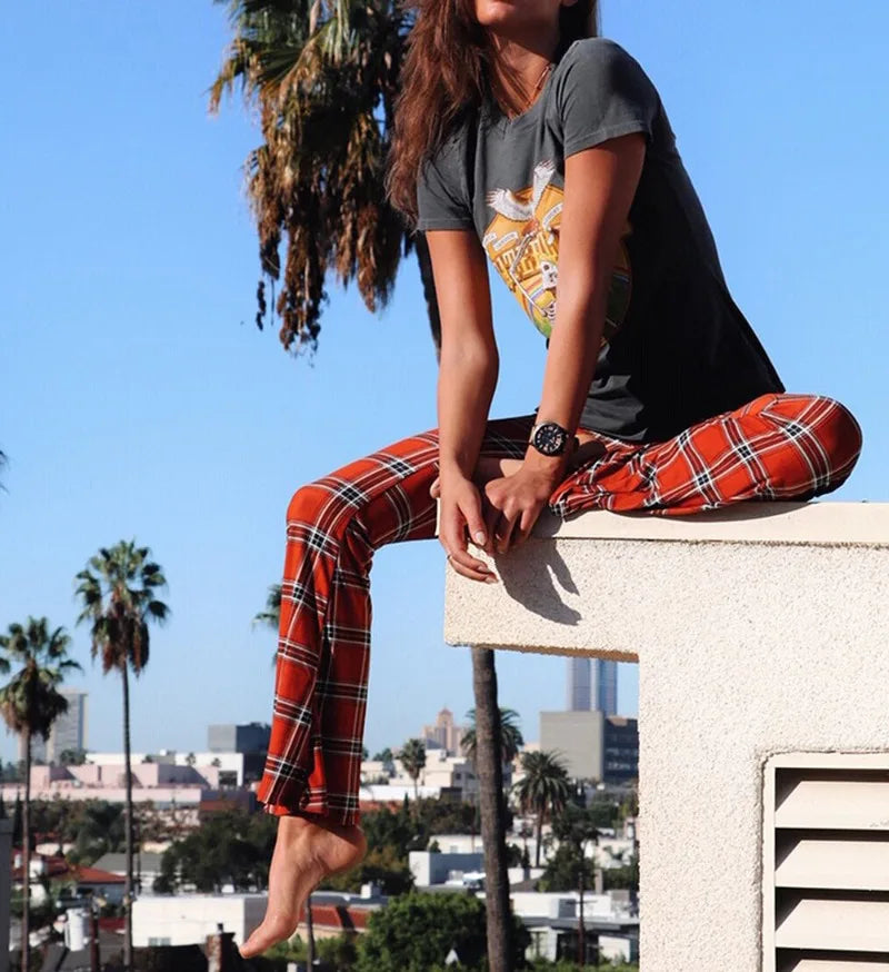 Plaid Flare Pants
