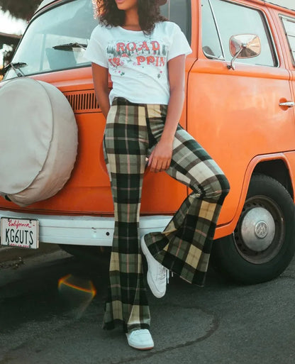 Plaid Flare Pants