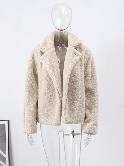 Flannel Winter New Loose Long Thick Warm Plush All-match Coat
