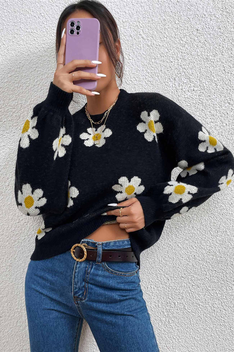 Embroidery Crew Neck Sweater