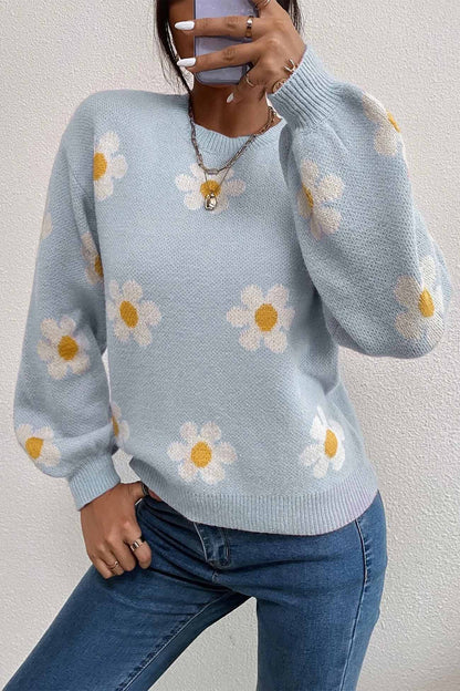 Embroidery Crew Neck Sweater