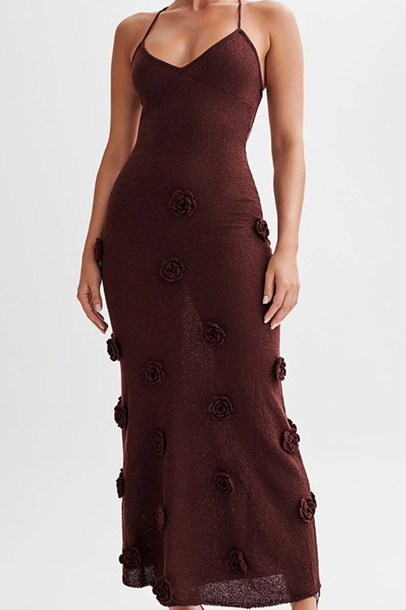 Jacquard Tie-back Knit Cami Dress