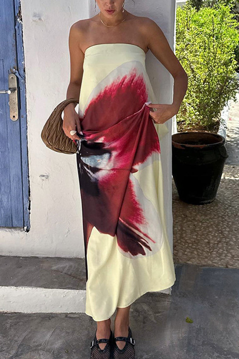 Print Backless Maxi Dress