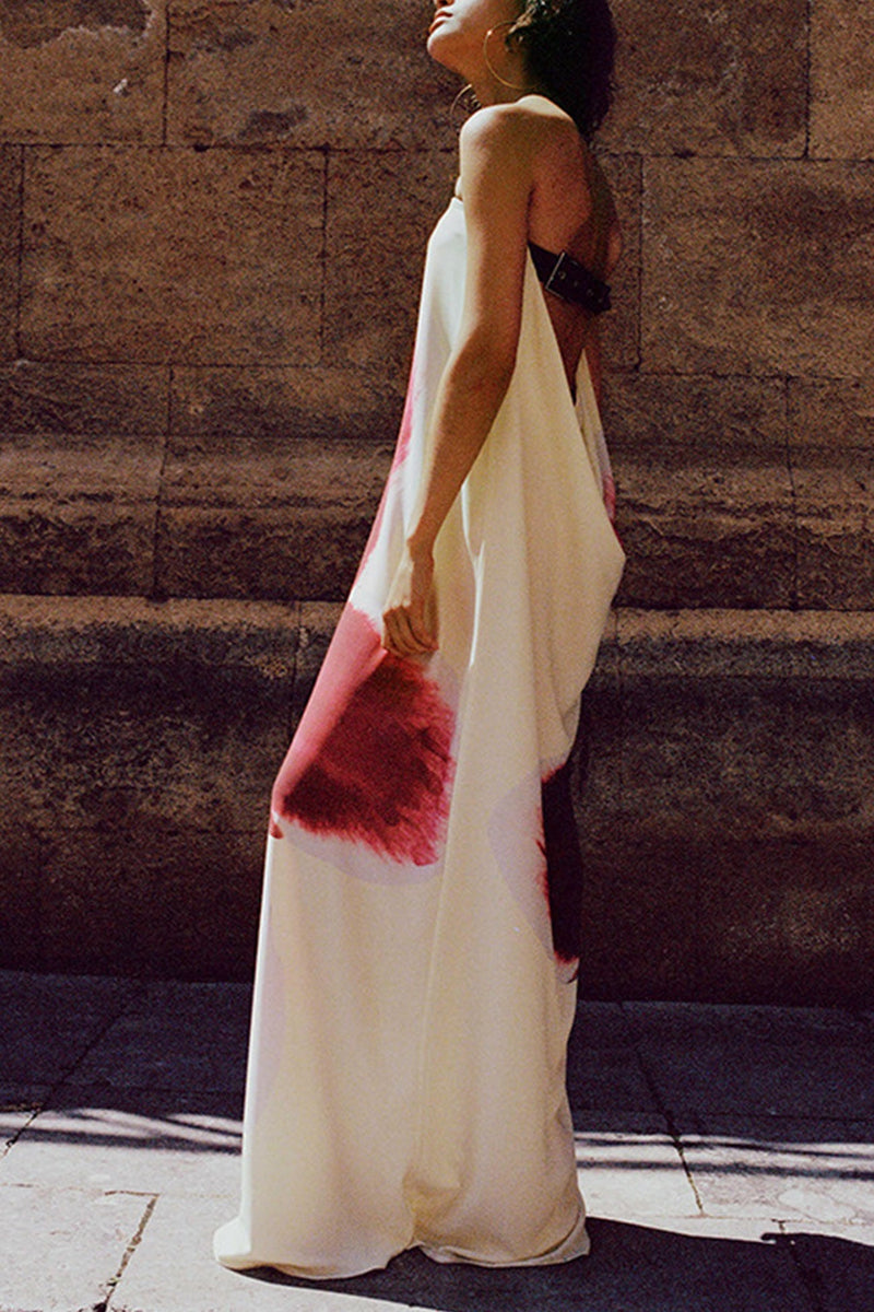 Print Backless Maxi Dress
