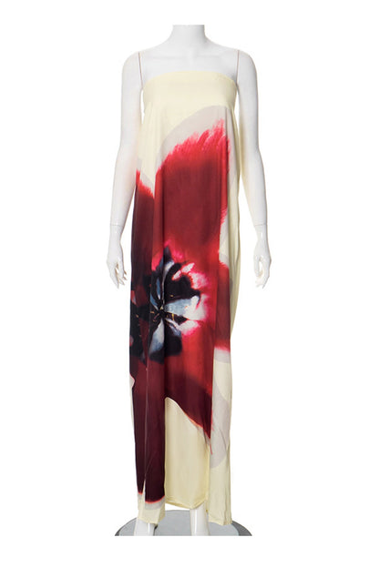 Print Backless Maxi Dress
