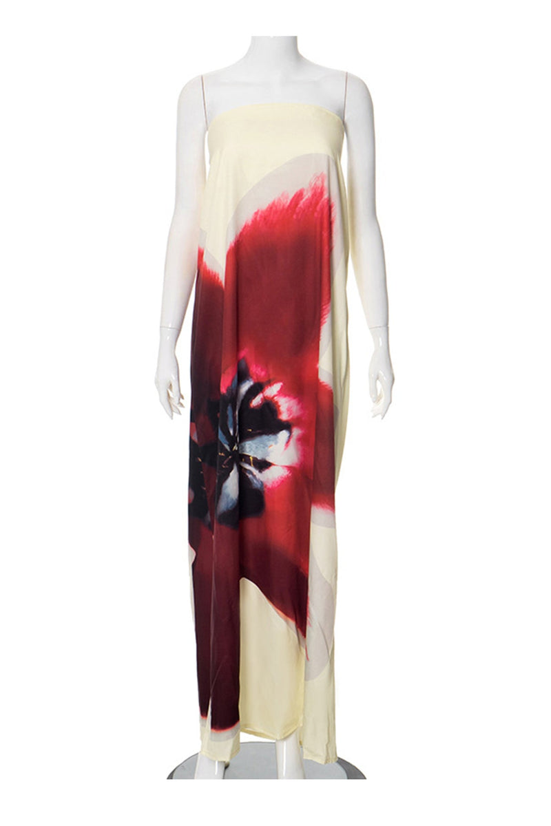 Print Backless Maxi Dress