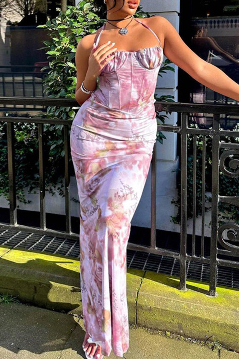 Print Halter Croset Pack Hip Dress
