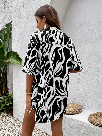 Print Short Sleeve Shirt&print Shorts Set