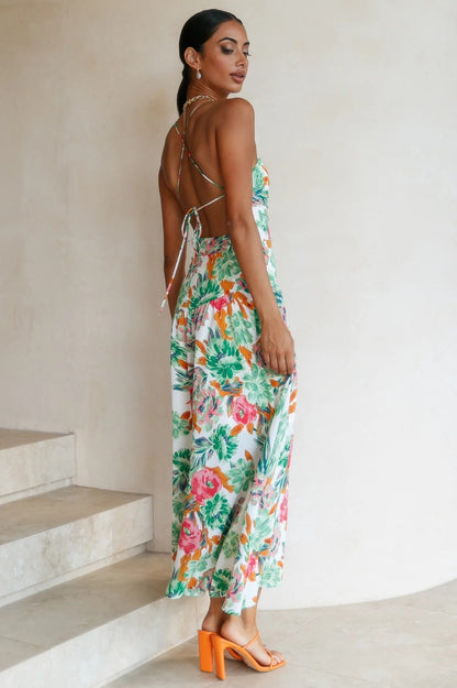 Asymmetric Cami Midi Dress Green