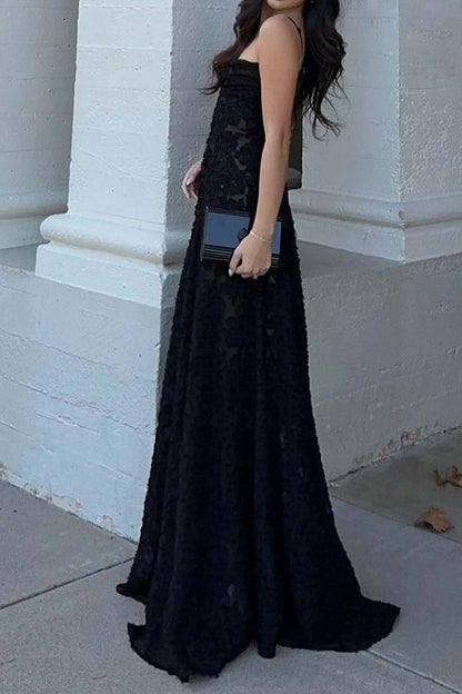 Jacquard Tassel Lace Up Maxi Dress