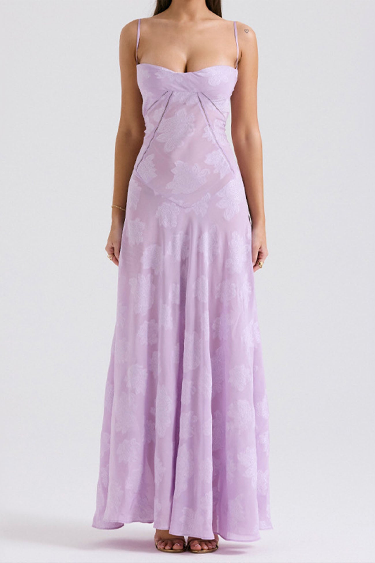Jacquard Tassel Lace Up Maxi Dress