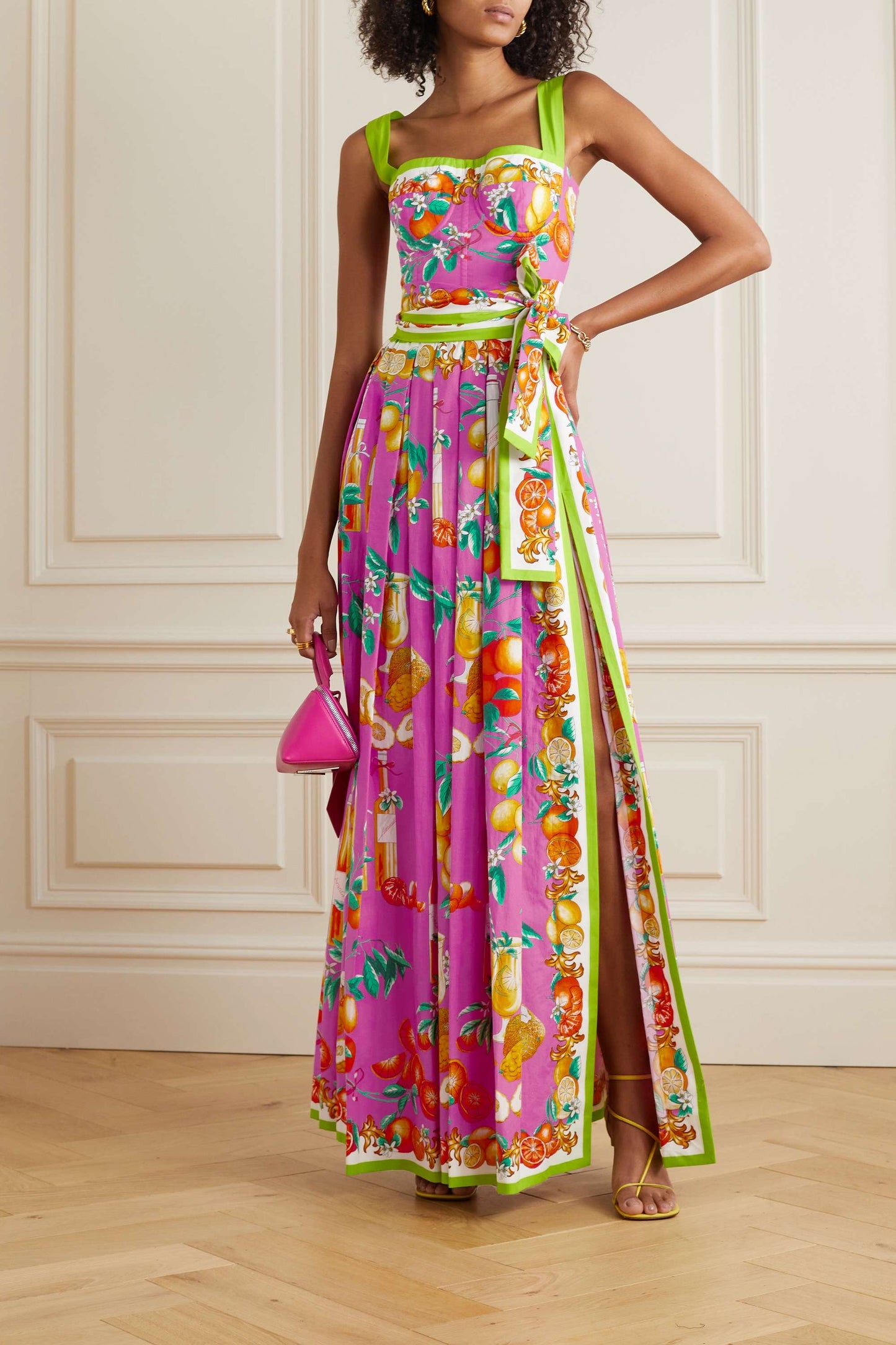 Lace Up Cami Slit Maxi Dress