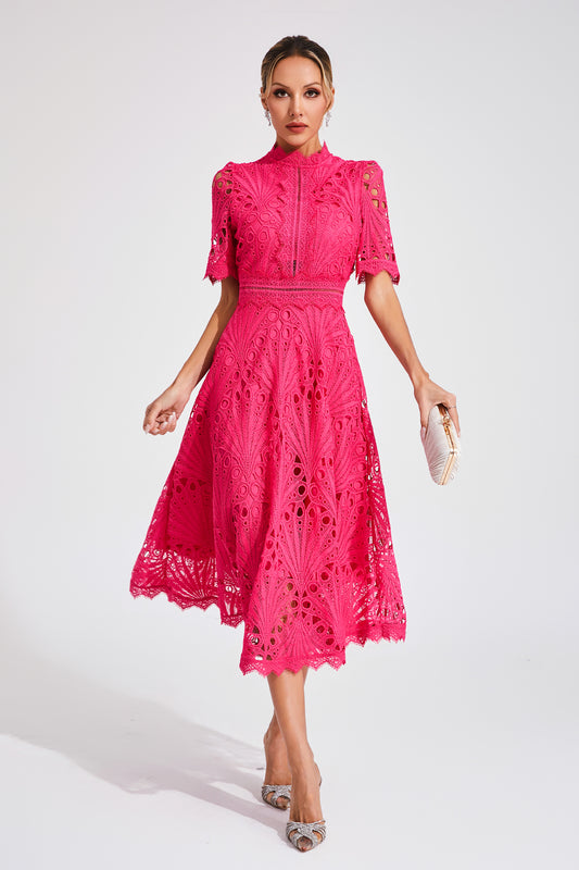 Freeman Rose Red Cut Out Midi Dress