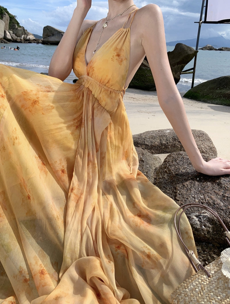 French -inspired Watercolor Maxi Dress _ Soft, , & Airy