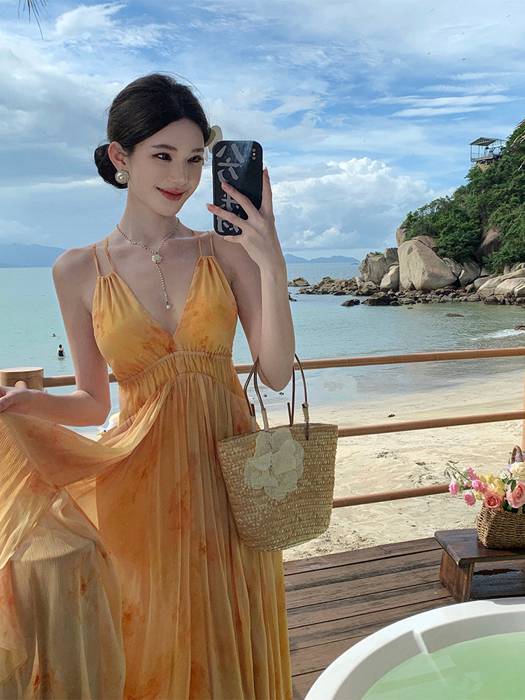 French -inspired Watercolor Maxi Dress _ Soft, , & Airy