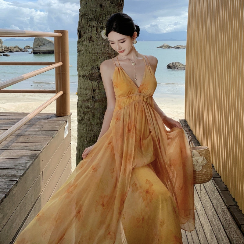 French -inspired Watercolor Maxi Dress _ Soft, , & Airy