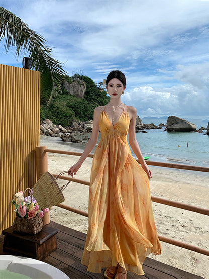 French -inspired Watercolor Maxi Dress _ Soft, , & Airy