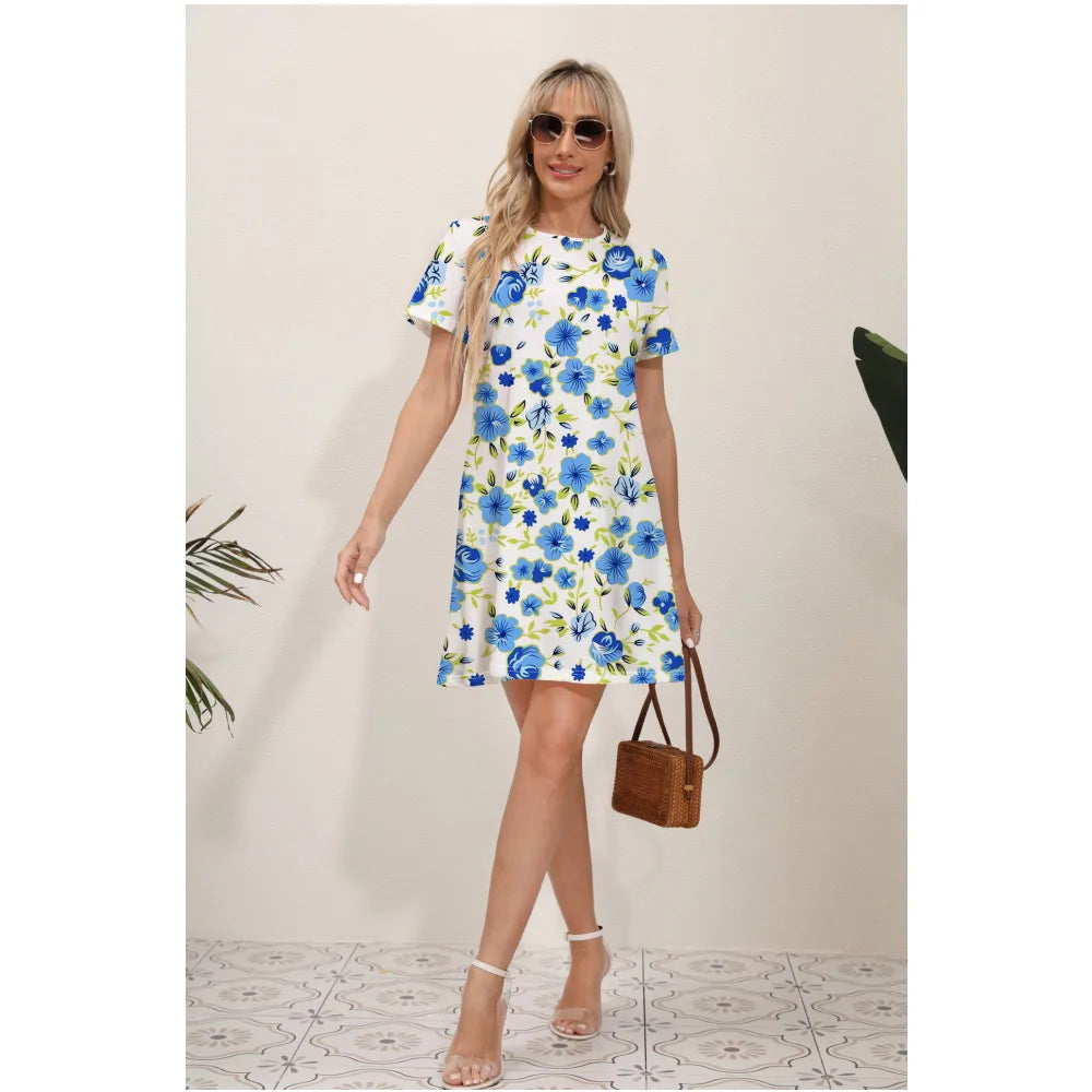 Summer Fresh Sweet Lace V-neck Waist Panel Midi Dresses