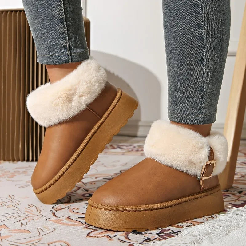 Furry Furry Shoes Newest Design Boots Winter Plush Warm Snow Boots Non-slip Thick Bottom Cotton Boot