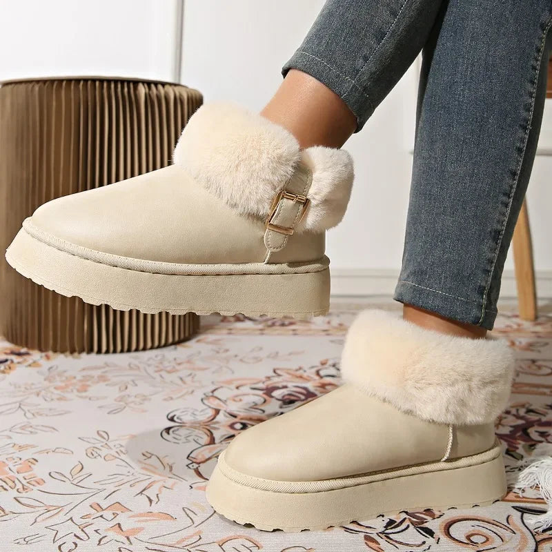Furry Furry Shoes Newest Design Boots Winter Plush Warm Snow Boots Non-slip Thick Bottom Cotton Boot