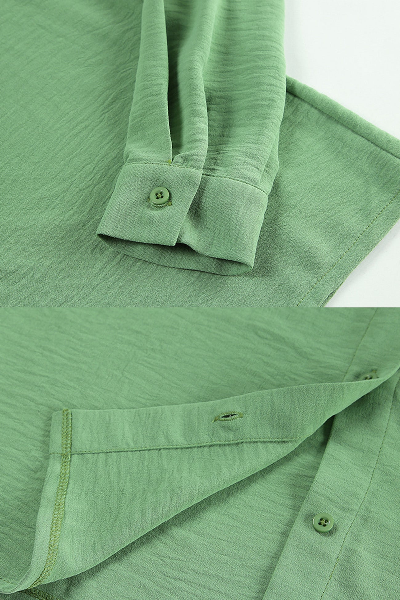 Color Lapel Long Sleeve Button-up Blouse
