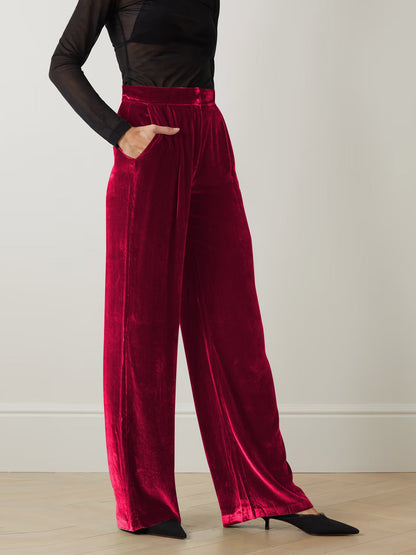 Claudia Velvet Pants - Red