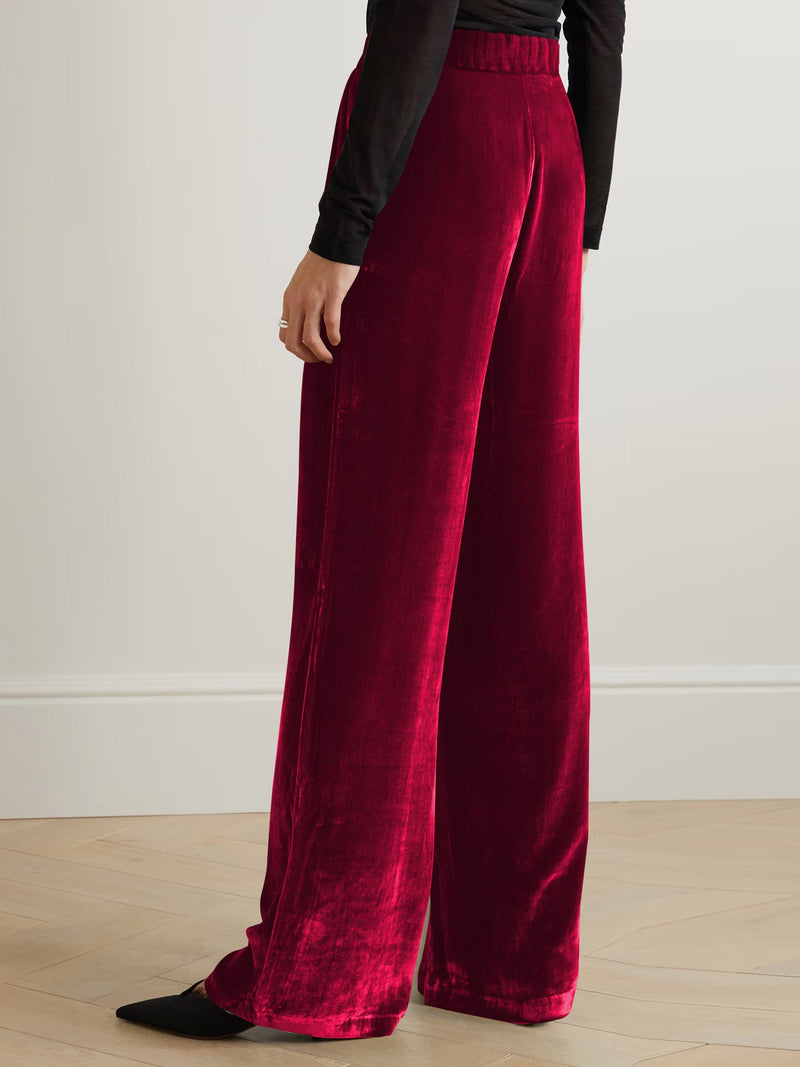 Claudia Velvet Pants - Red