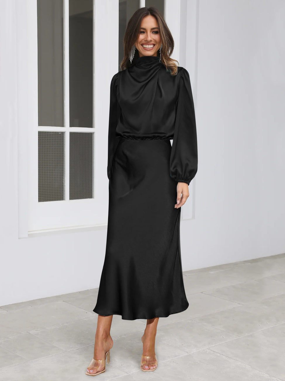 From the Source High Neck Bridal Maxi Dress - Black
