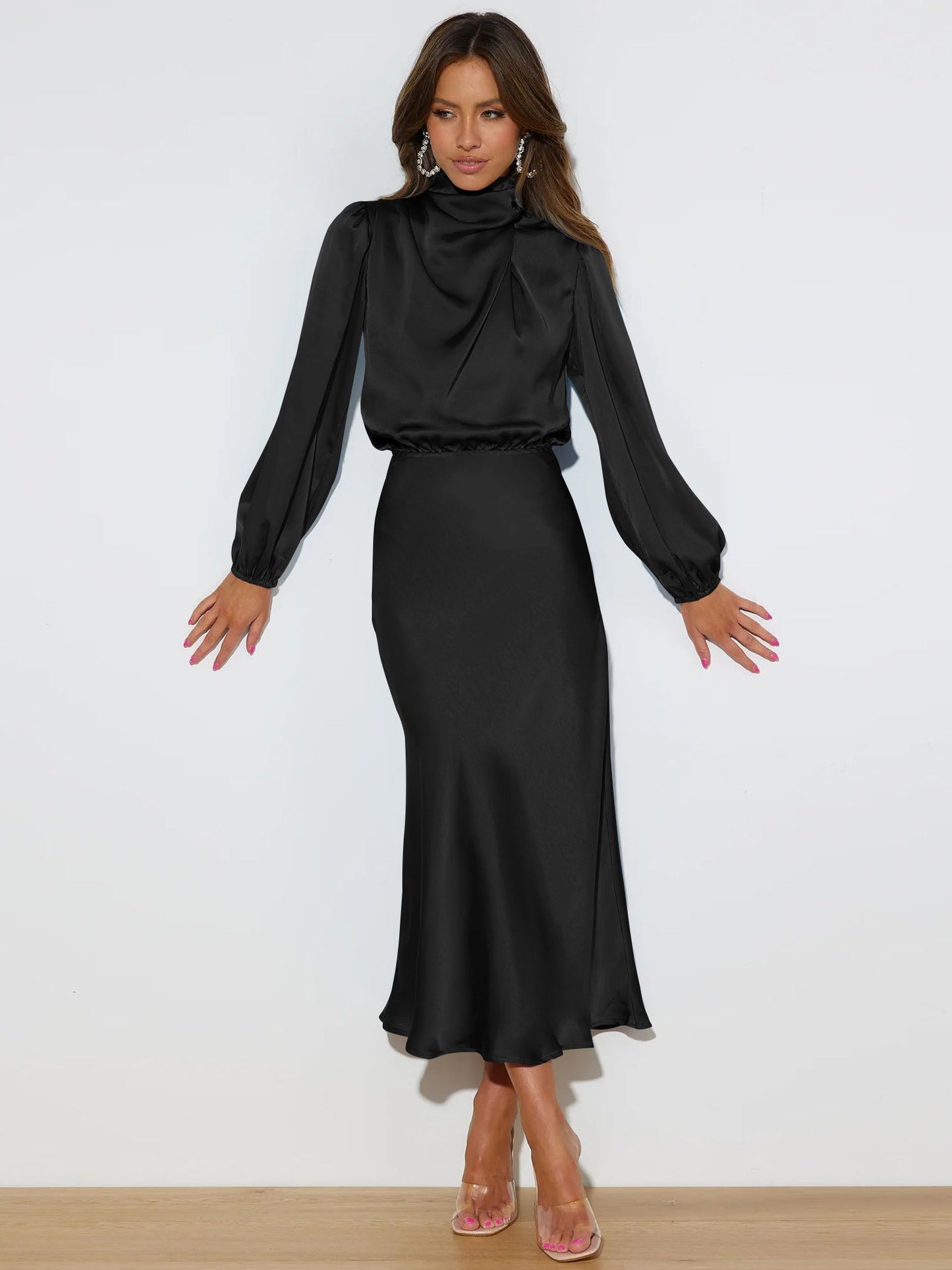 From the Source High Neck Bridal Maxi Dress - Black