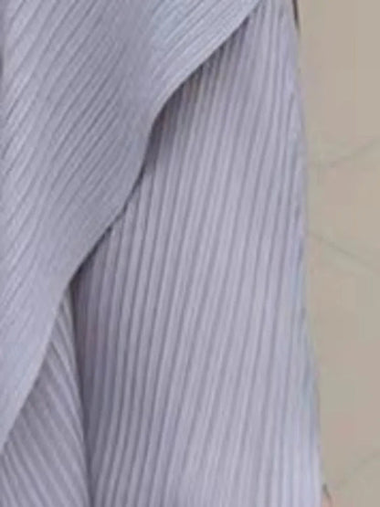 Splited Irregular Pleated Color Elastic Waist Skirt
